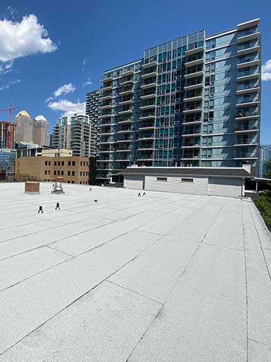 SBS modified bitumen cap sheet on a commercial flat roof